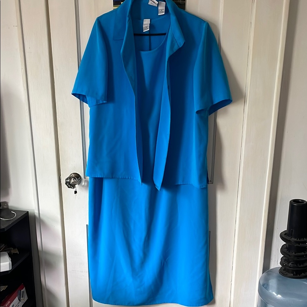 Roaman's Bright Blue Dress and Jacket Set